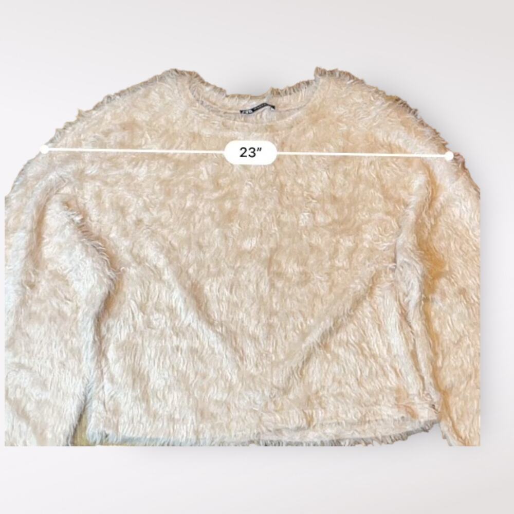 Zara Peach Furry Funky Indie Boho Long‎ Sleeved Sweater Size S - Picture 5 of 10
